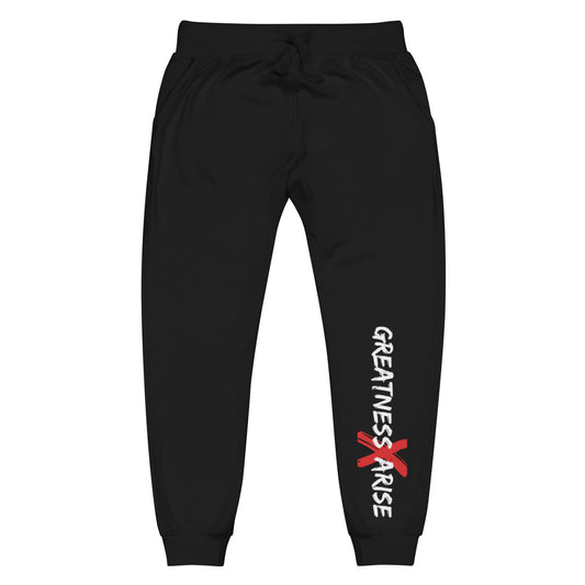 BLACK GREATNESS ARISE LOGO SWEATPANTS (WHITE/RED) - Greatness Arise Apparel