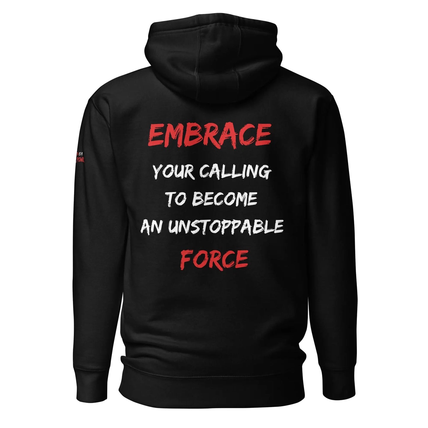 GREATNESS ARISE LOGO BLACK HOODIE - (WHITE/RED LETTERS) - Greatness Arise Apparel