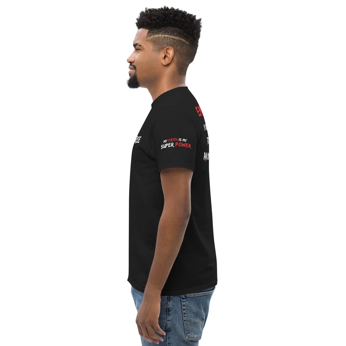 GREATNESS ARISE LOGO BLACK TEE (WHITE/RED) - Greatness Arise Apparel