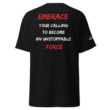 GREATNESS ARISE LOGO BLACK TEE (WHITE/RED) - Greatness Arise Apparel