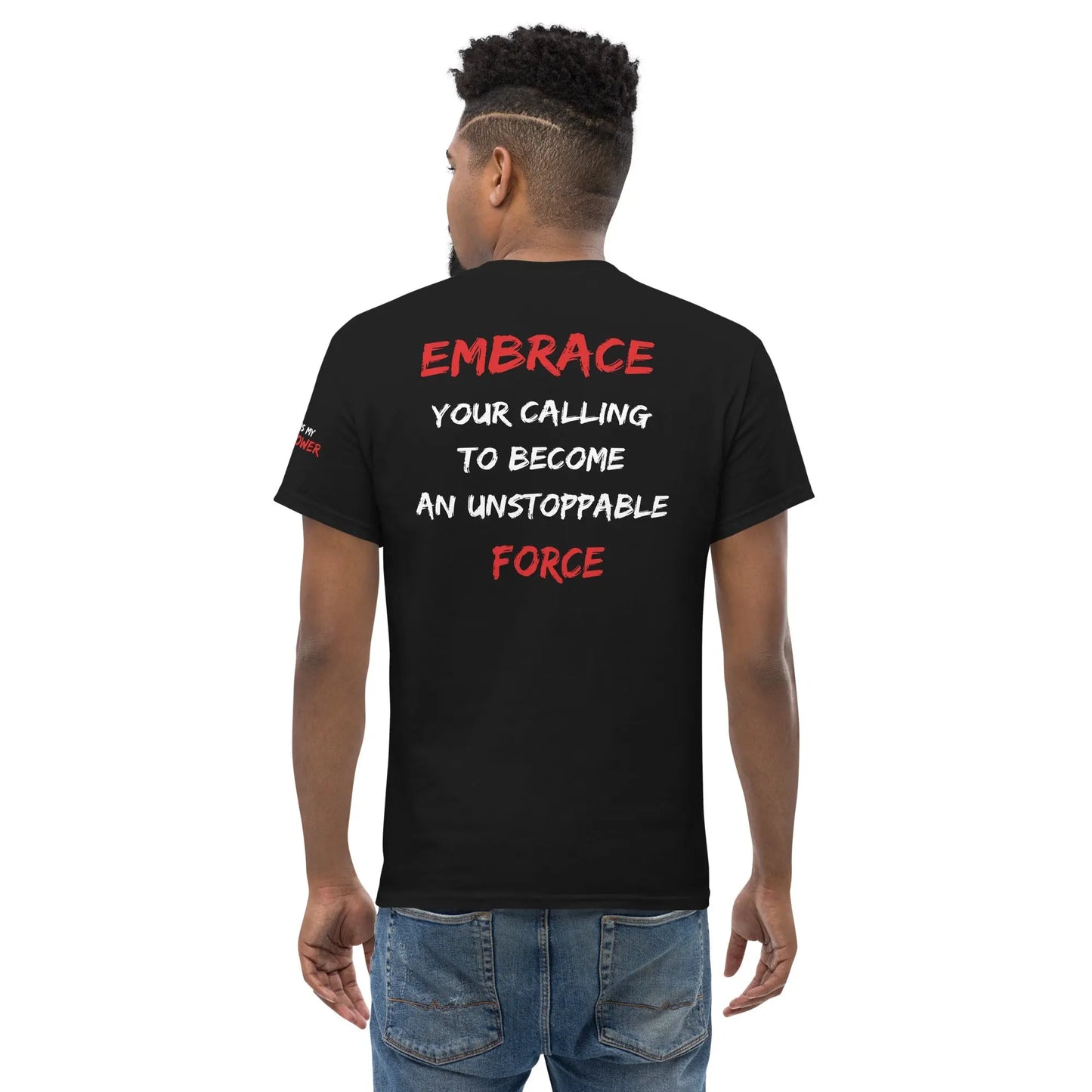 GREATNESS ARISE LOGO BLACK TEE (WHITE/RED) - Greatness Arise Apparel