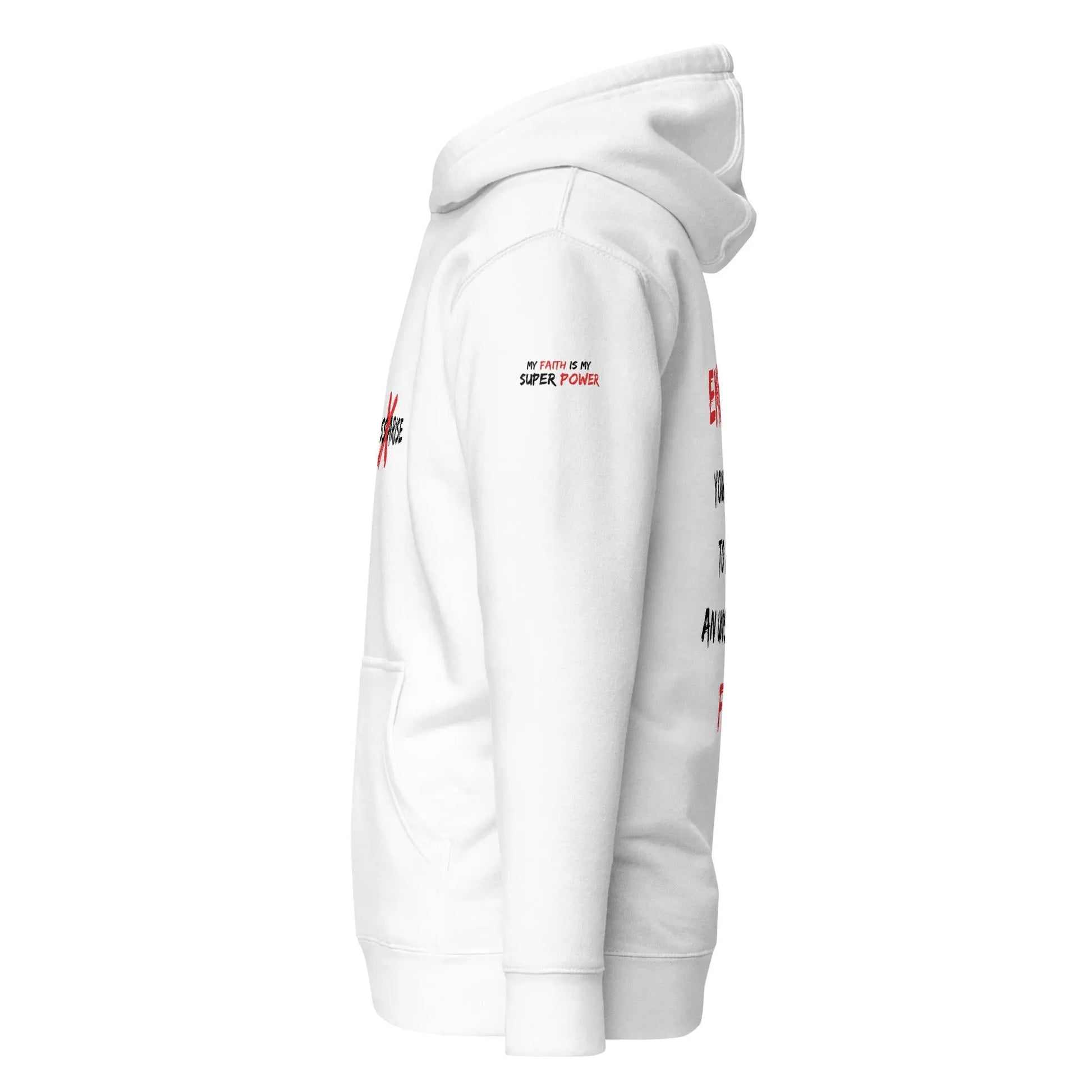 GREATNESS ARISE LOGO WHITE HOODIE - (BLACK/RED LETTERS) - Greatness Arise Apparel